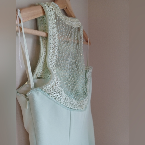 Vintage Alyce Designs Mint Green Beaded Gown - Picture 11 of 12